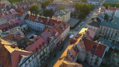 Eski Kent Pazarı Kalisz Ratusz Miasto Rynek Hava Görüntüsü Polonya. Yüksek kalite 4k görüntü