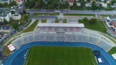 Güzel Kks Stadyumu Kalisz Stadyumu Hava Manzaralı Polonya. Yüksek kalite 4k görüntü
