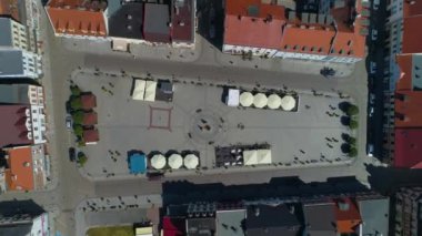 Eski Kent Pazar Meydanı Inowroclaw, Miasto Rynek Hava Görüntüsü Polonya. Yüksek kalite 4k görüntü