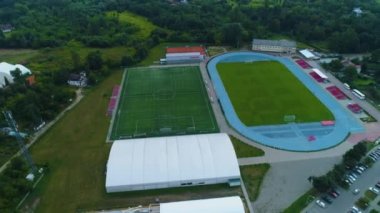 Piaseczno Stadyumu 'ndaki Panorama Gosir Stadyumu. Yüksek kalite 4k görüntü