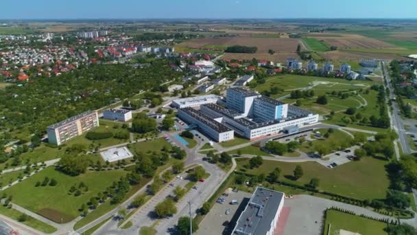Panorama Hospital Donación Sangre Inowroclaw Szpital Vista Aérea Polonia Imágenes — Vídeo de stock
