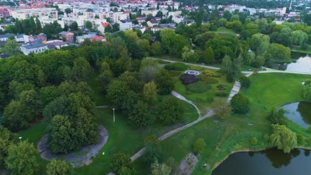 Güzel Dostluk Parkı Przyjazni Kalisz Hava Manzarası Polonya Yüksek Kalite — Stok video