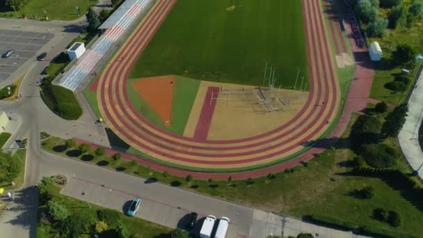 Lubin Stadyumu Ndaki Rcs Stadyumu Polonya Hava Görüntüsü Yüksek Kalite — Stok video