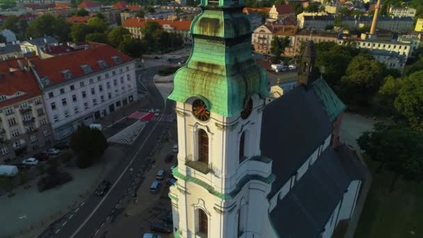 Église Centre Ville Kalisz Kosciol Nmp Plac Jozefa Vue Aérienne — Video