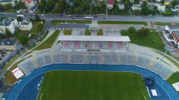 Vackra Kks Stadium Kalisz Stadion Flygfoto Polen Högkvalitativ Film — Stockvideo