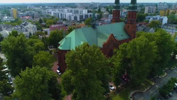 Kirche Pruszkow Kosciol Swietego Kazimierza Luftaufnahme Polen Hochwertiges Filmmaterial — Stockvideo
