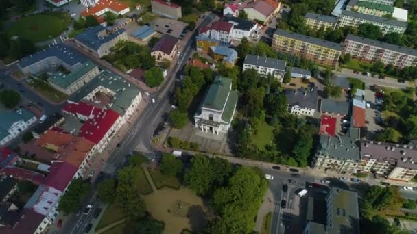 Kirche Siedlce Kosciol Swietego Stanislawa Luftaufnahme Polen Hochwertiges Filmmaterial — Stockvideo