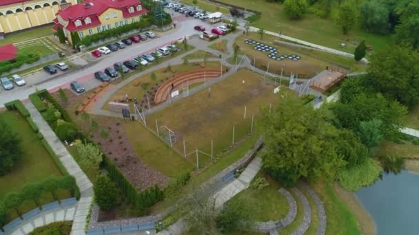 Dětské Hřiště Park Zwirowisko Pruszkow Boisko Aerial View Polsko Vysoce — Stock video