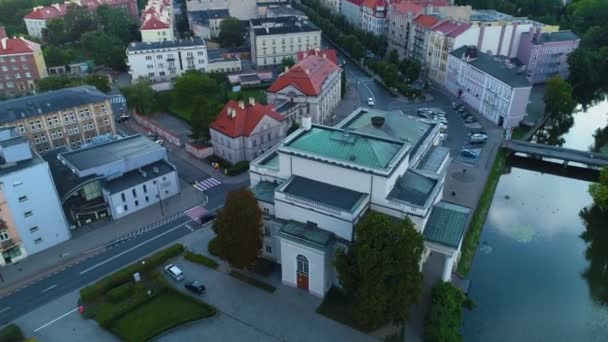 Divadlo Kalisz Teatr Boguslawskiego Aerial View Polsko Vysoce Kvalitní Záběry — Stock video