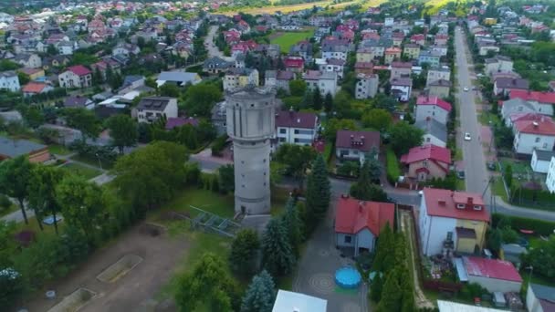 Panorama Historic Water Tower Siedlce Wieza Cisnien Aerial View Poland — стокове відео
