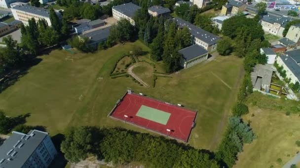 School Team Sportveld Inowroklauw Boisko Szkola Luchtfoto Polen Hoge Kwaliteit — Stockvideo