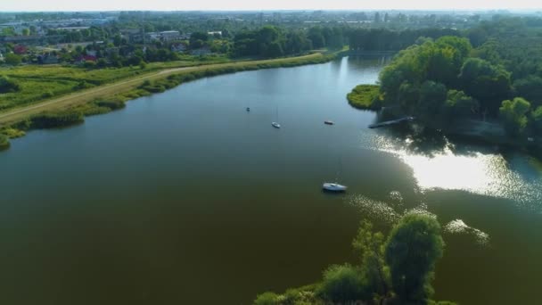 Lagoa Piaski Szczygliczka Ostrow Wielkopolski Vista Aérea Polónia Imagens Alta — Vídeo de Stock
