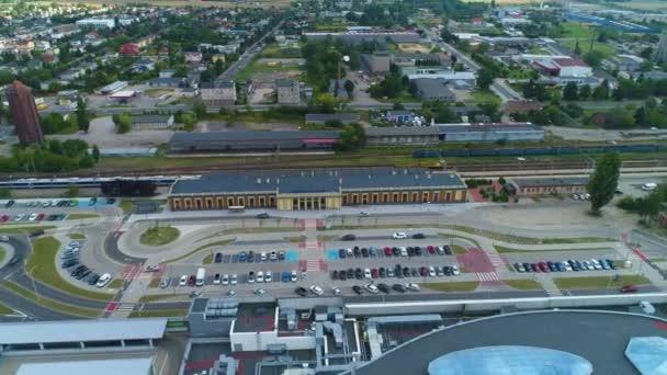 Dworzec Kolejowy Kalisz Stacja Kolejowa Aerial View Poland Wysokiej Jakości — Wideo stockowe