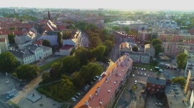 Güzel Panorama Kalisz Krajobraz Hava Görüntüsü Polonya. Yüksek kalite 4k görüntü