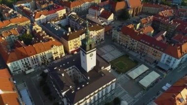 Eski Kent Pazarı Kalisz Ratusz Miasto Rynek Hava Görüntüsü Polonya. Yüksek kalite 4k görüntü