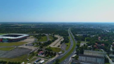 Zaglebie Lubin Stadyumu Hava Manzarası Polonya. Yüksek kalite 4k görüntü