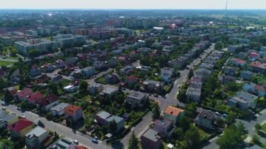 Panorama Kulübeleri Lubin Domy Krajobraz Hava Manzarası Polonya. Yüksek kalite 4k görüntü