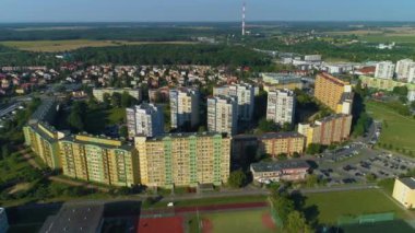 Güzel Peyzaj Konutları Lubin Krajobraz Havacılık Manzarası Polonya. Yüksek kalite 4k görüntü