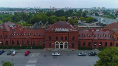 Tren İstasyonu Skierniewice Dworzec Kolejowy Hava Görüntülü Polonya. Yüksek kalite 4k görüntü