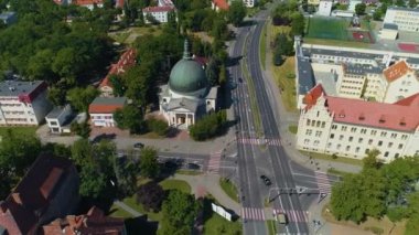 Roma Katolik Kilisesi İnowroclaw Kosciol Aerial View Poland. Yüksek kalite 4k görüntü