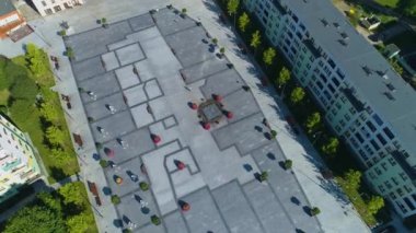 Çeşme Pazarı Lubin Fontanna Rynek Hava Görünümü Polonya. Yüksek kalite 4k görüntü