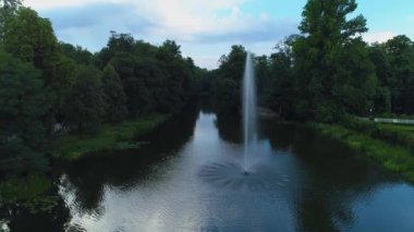 Fountain Nehri Prosna Kalisz Fontanna Hava Görüntüsü Polonya. Yüksek kalite 4k görüntü