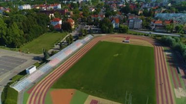 Lubin Stadyumu 'ndaki Rcs Stadyumu Polonya Hava Görüntüsü. Yüksek kalite 4k görüntü