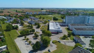 Panorama Hastanesi Kan Bağışı Inowroclaw Szpital Hava Görünümü Polonya. Yüksek kalite 4k görüntü