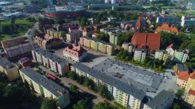 Pazar Merkezi Tarih Müzesi Lubin Ratusz Hava Görüntüsü Polonya. Yüksek kalite 4k görüntü