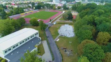 Paten parkı Osir Siedlce Stadyumu Hava Görüntülü Polonya. Yüksek kalite 4k görüntü