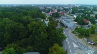 Street Konstytucji Skierniewice Ulica Hava Manzarası Polonya. Yüksek kalite 4k görüntü
