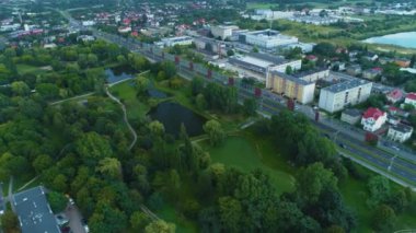 Ponds Park Przyjazni Kalisz Stawy Hava Görüntüsü Polonya. Yüksek kalite 4k görüntü