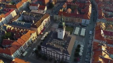 Eski Kent Pazarı Kalisz Ratusz Miasto Rynek Hava Görüntüsü Polonya. Yüksek kalite 4k görüntü