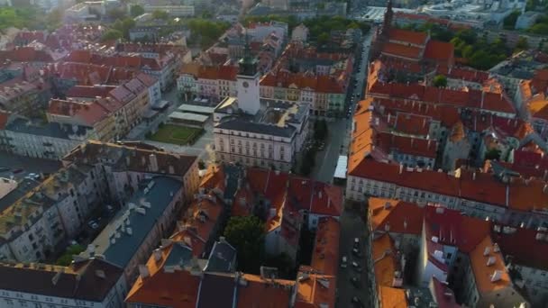 Rynek Starego Miasta Kalisz Ratusz Stare Miasto Rynek Widok Lotu — Wideo stockowe