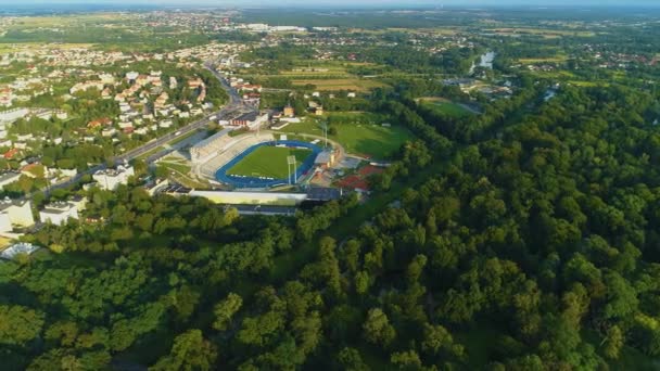 Panorama Piękny Kks Stadium Kalisz Stadion Aerial View Poland Wysokiej — Wideo stockowe