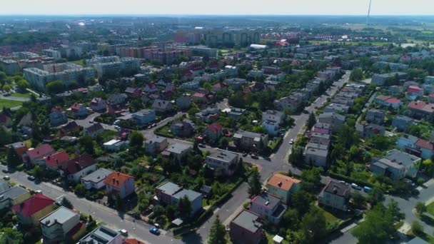 Panorama Cottages Lubin Domy Krajobraz Luftaufnahme Polen Hochwertiges Filmmaterial — Stockvideo
