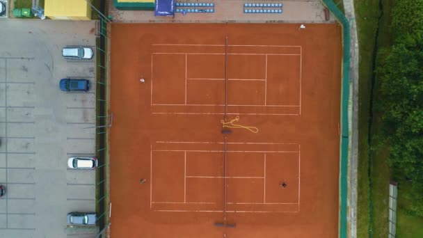 Tennis Courts Skierniewice Korty Tenisowe Aerial View Poland High Quality — Stock Video