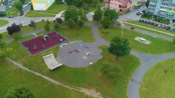 Playground View Habitação Estate Skierniewice Plac Zabaw Vista Aérea Polónia — Vídeo de Stock