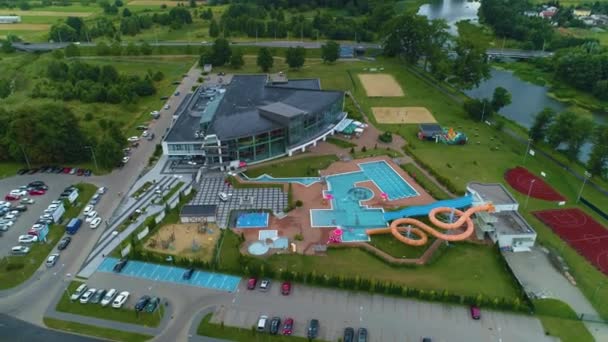 Vattenpark Kalisz Aquapark Flygfoto Polen Högkvalitativ Film — Stockvideo
