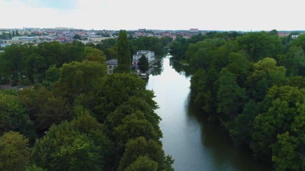 Rzeka Marina Prosna Kalisz Przystan Widok Lotu Ptaka Polska Wysokiej — Wideo stockowe