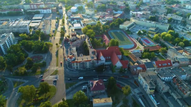 Ostrow Wielkopolski Nin Güzel Panorama Krajobraz Hava Manzarası Polonya Yüksek — Stok video
