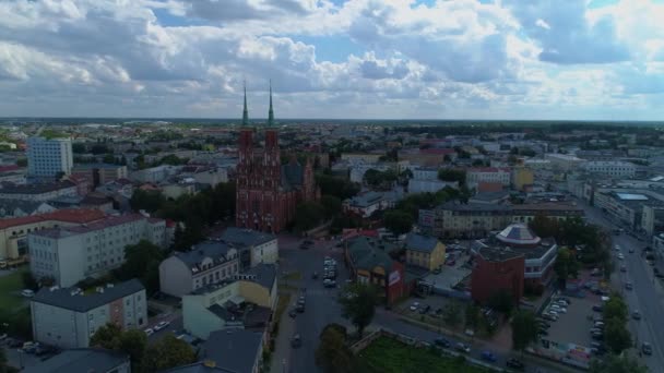 Landscape Cathedral Siedlce Katedra Maryi Panny Aerial View Poland High — Stock Video