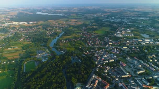 Vackra Panorama Kalisz Krajobraz Flygfoto Polen Högkvalitativ Film — Stockvideo