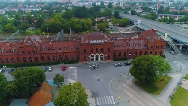 Železniční Stanice Skierniewice Dworzec Kolejowy Aerial View Polsko Vysoce Kvalitní — Stock video