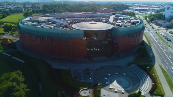 Cuprum Arena Mall Lubin Centrum Handlowe Flygfoto Polen Högkvalitativ Film — Stockvideo