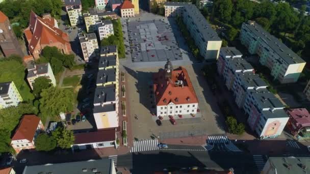 Market Center Historical Museum Lubin Ratusz Aerial View Poland High — Stock Video