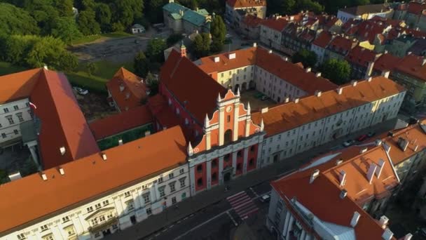 Old Town Centrum Kalisz Historiska Byggnader Flygfoto Polen Högkvalitativ Film — Stockvideo