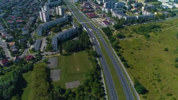 Schöne Landschaft Siedlung Lubin Krajobraz Osiedle Luftbild Polen Hochwertiges Filmmaterial — Stockvideo