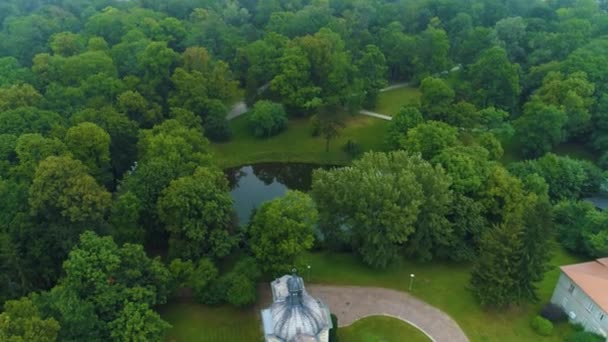 Staw Park Downtown Skierniewice Palác Prymasowski Aerial View Polsko Vysoce — Stock video