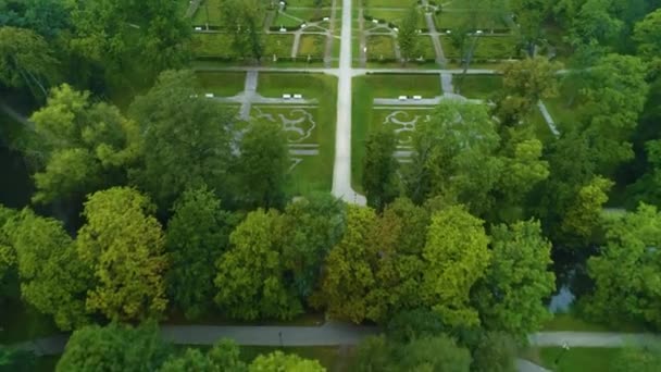 Ogrody Pałacu Skierniewice Ogrody Palac Widok Lotu Ptaka Polska Wysokiej — Wideo stockowe